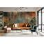 Murale abstraite bleu sarcelle et rouille-2030933499