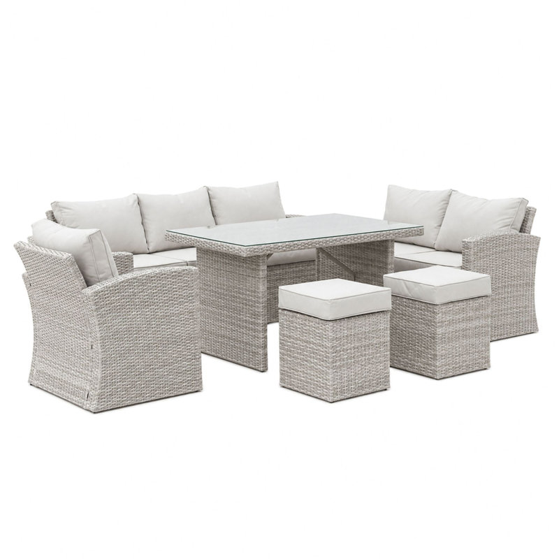 8 - Person Seating Group with Cushions, White