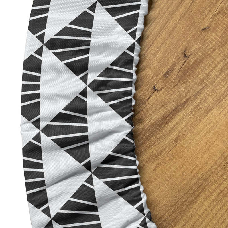Ambesonne Abstract Fitted Round Tablecloth White and Charcoal Grey, 51.97" Round