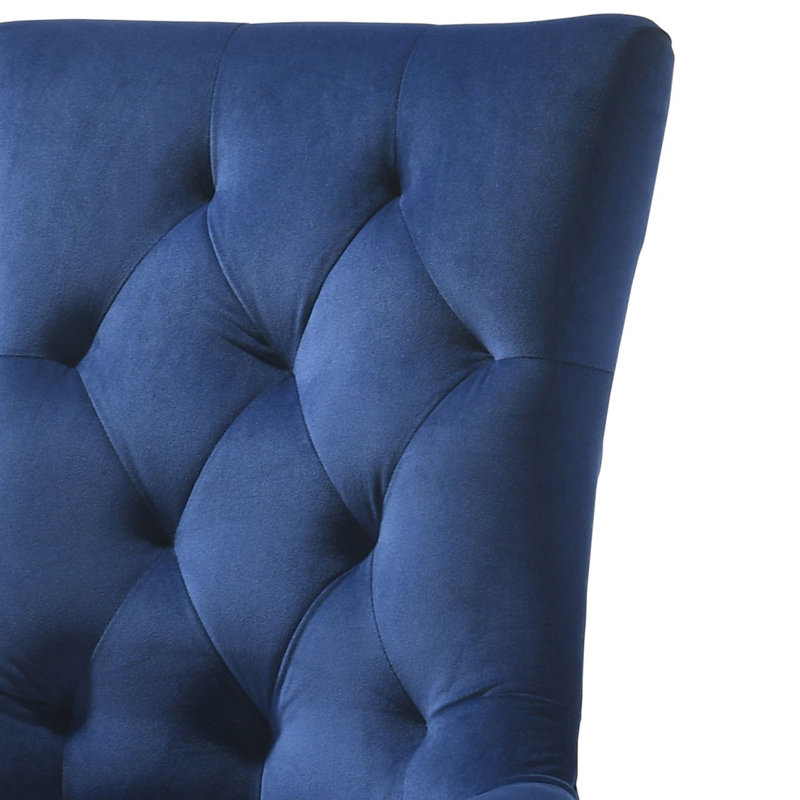 Ensemble de 2 chaises d'appoint en tissu Yotam, Velours bleu
