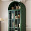 Vitrine de rangement arquée en métal 73,6 "avec tablettes réglables et portes en verre-897223915