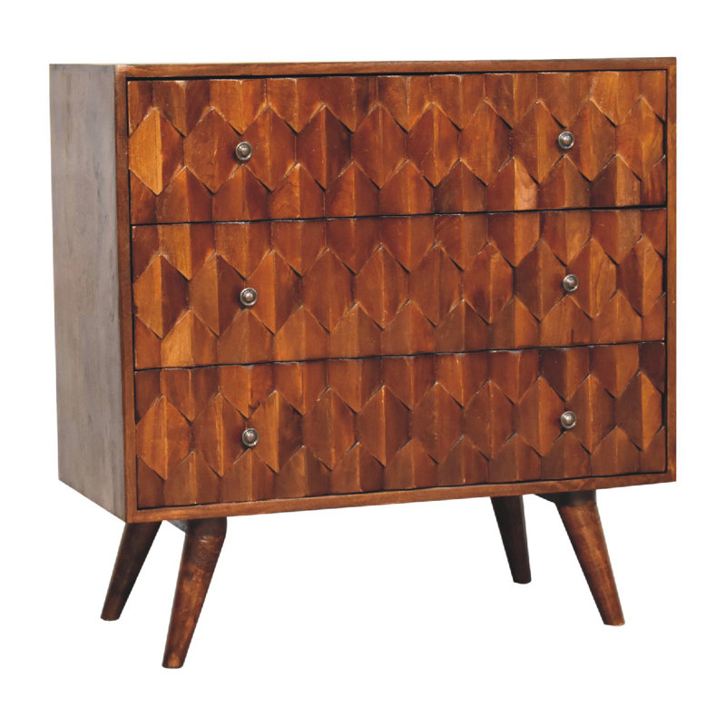 Novelli Solid Wood 75cm W 3 - Drawer Chest of Drawers