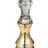 Decorative Candle Holder, 2 Tone Gold And Clear Glass, 9 Inch Tall