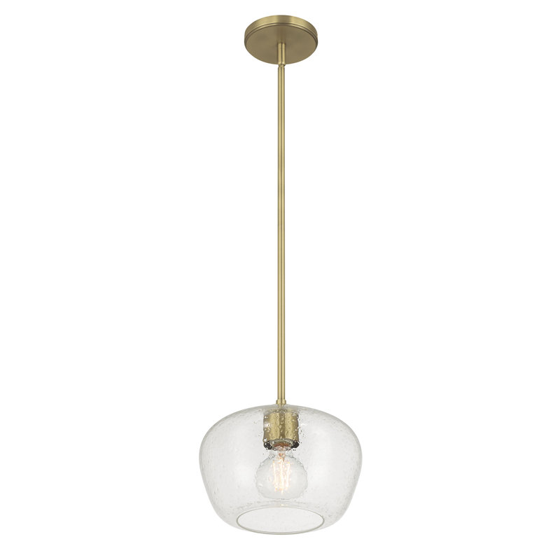 Luminaire suspendu 1 lumière Audree, Laiton rétro, H 46 po x l 9,75 po x P 9,75 po