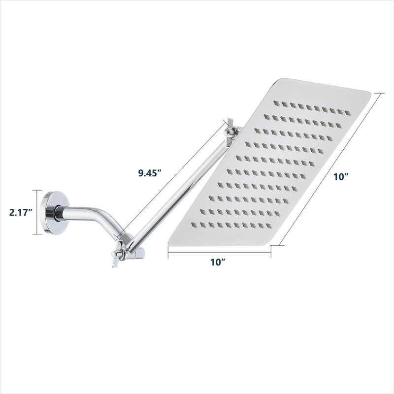 10" Shower Head - Stainless Steel, Easy Installation Square With Steel Material Finish, Silver