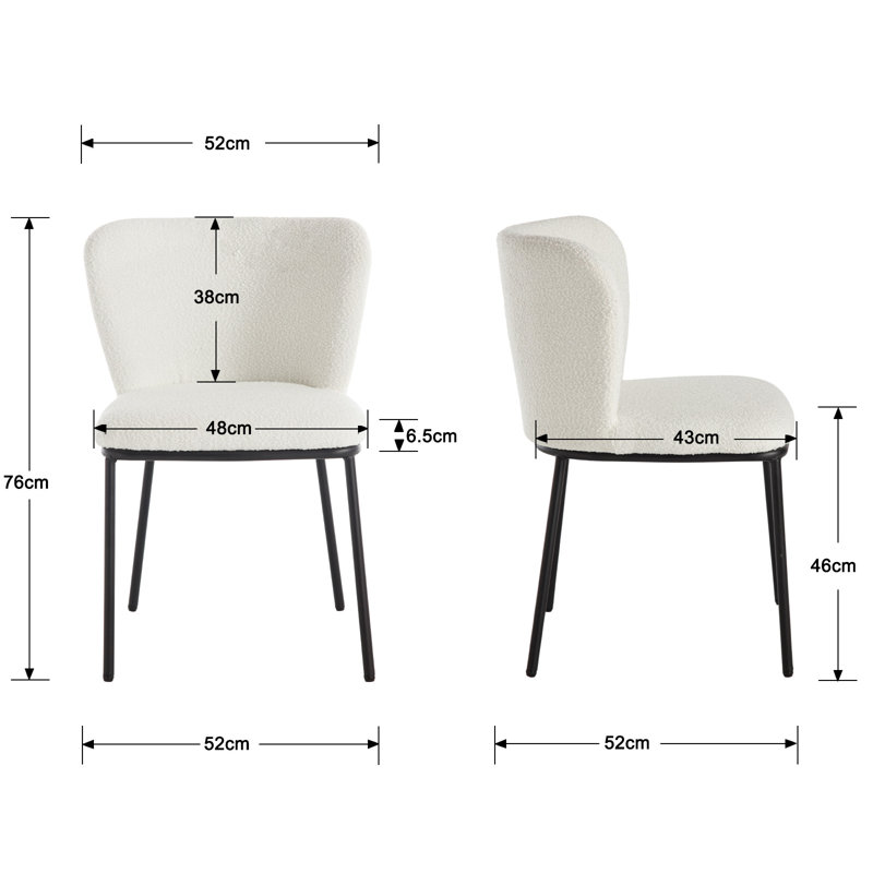 Difranco 46cm H Upholstered Side Chair, White teddy