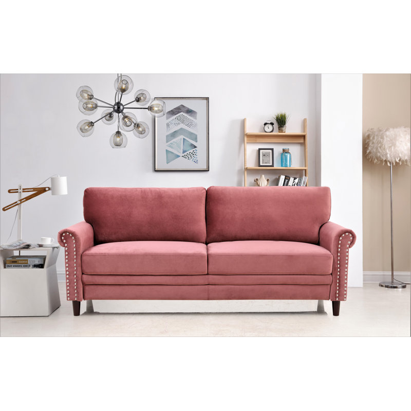 79.5'' Velvet Sofa, Rose Velvet
