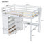 Lit mezzanine blanc spacieux avec rangement multifonctionnel et bureau