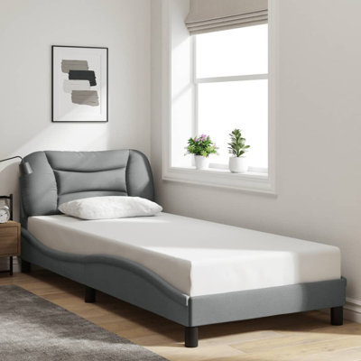 vidaXL Bed Frame without Mattress Hvar Dark Grey 137x190 cm Fabric