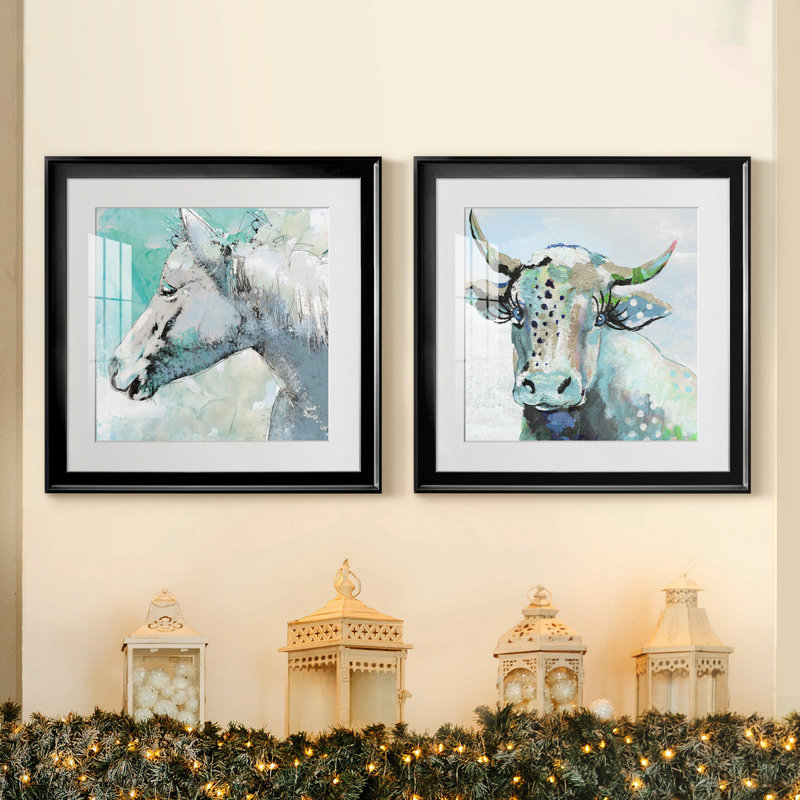 Happy Trails - ensemble de 2 reproductions d'art encadrées, Blanc, Papier encadré noir, H 17,5 po x l 35 po x P 1,5 po