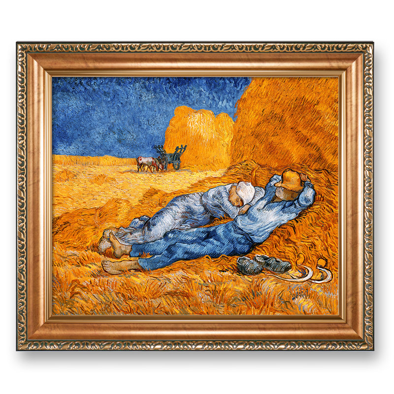 «Noon Rest From Work» par Vincent Van Gogh, reproduction sur toile, H 20,5 po x l 24,5 po x P 0,75 po, Toile avec cadre or