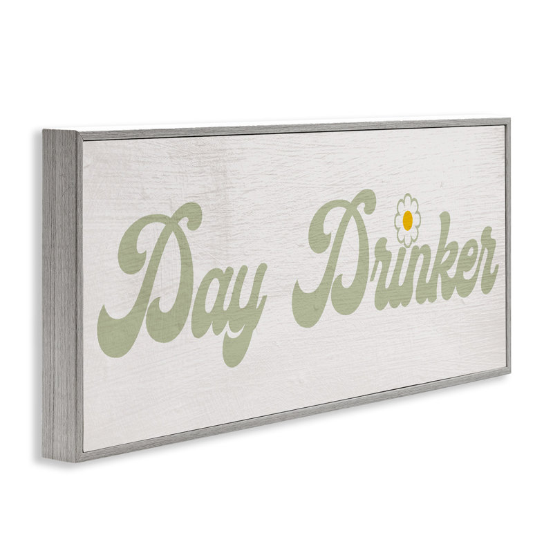 Giclée encadrée de texte rétro «Day Drinker», conception par Lil 'Rue, Estampe numérique Farmhouse, H 10 po x l 24 po