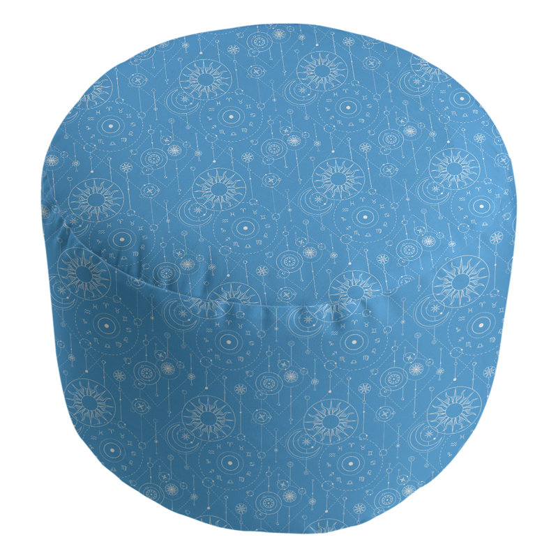 Leffel Astrology Cube Ottoman, Blue