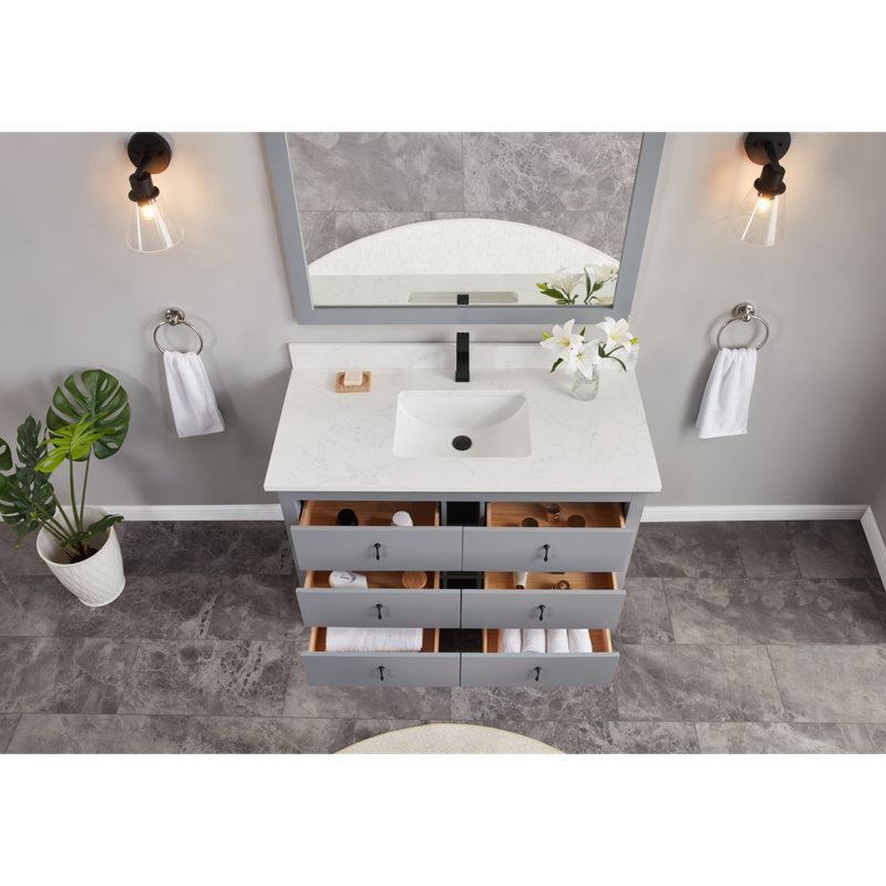 48" Solid Wood Sink Vanity  With 1' Artificial Stone Top, Cadet