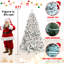 Arbre de Noël enneigé 6 pi avec 350 lumières UL et 35 pommes de pin naturelles - pointes en PVC enneigées, 888 pointes, structure à charnières, support en métal stable, installation facile-270673921