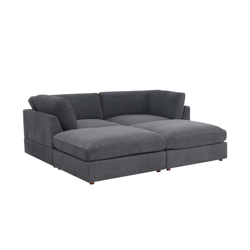 Canapé modulaire en velours côtelé Archensheen, Gris foncé
