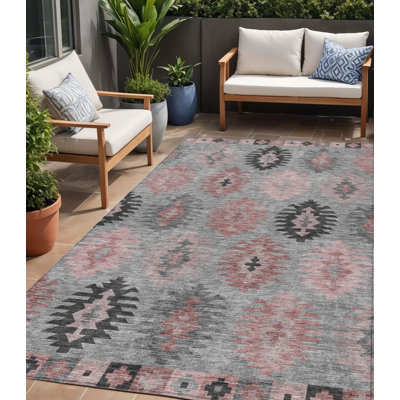 Tapis intérieur lavable gris mauve et gris anthracite 5 pi x 8 pi Sud-Ouest