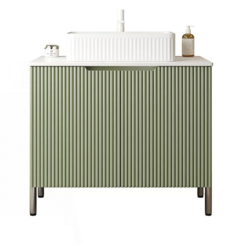 Meuble-lavabo autoportant avec lavabo et 2 portes, Vert