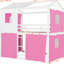 Lit superposé double rose et blanc, cabane dans les arbres - inspiré, pin stable et lit confortable avec tente, conception unique, espace de rangement spacieux