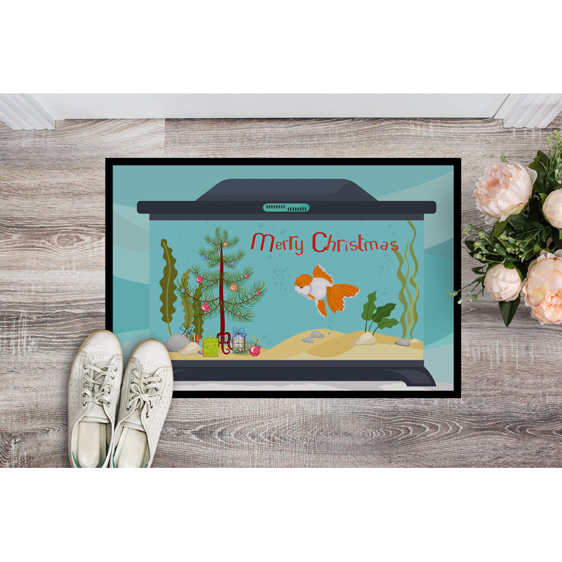 Tapis d'entrée antidérapant Insta, Poisson rouge Red Cap Oranda, 18" W x 27" L