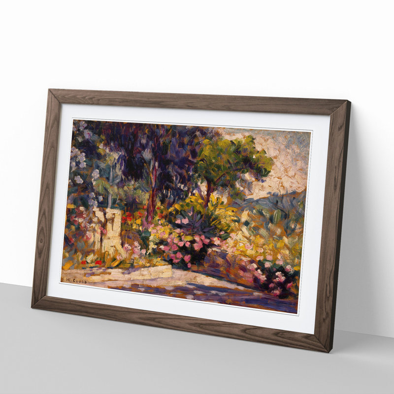The Flowered Terrace by Henri-Edmond Cross - Picture Frame Painting, Walnut, 27cm H x 36cm W x 2cm D