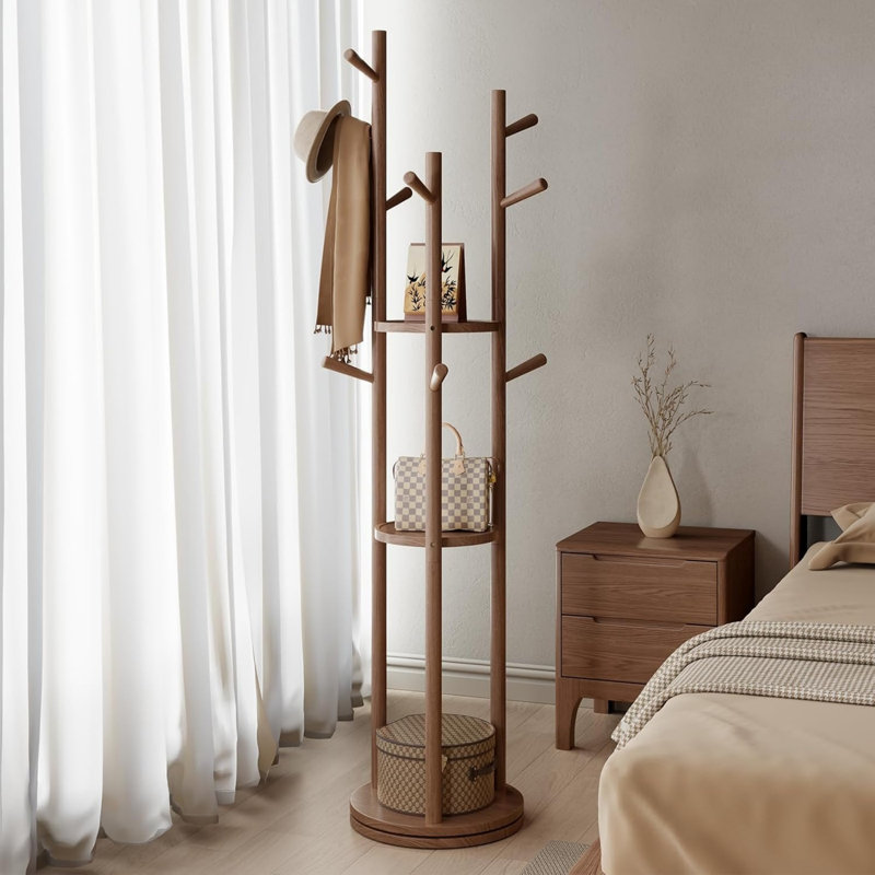 Solid Wood Freestanding 9 - Hook, Brown