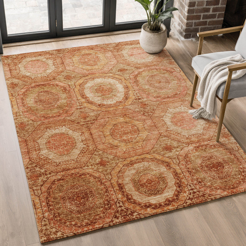 Tapis Premium lavable à la machine Mayfield, Terracotta, 3 pi x 5 pi