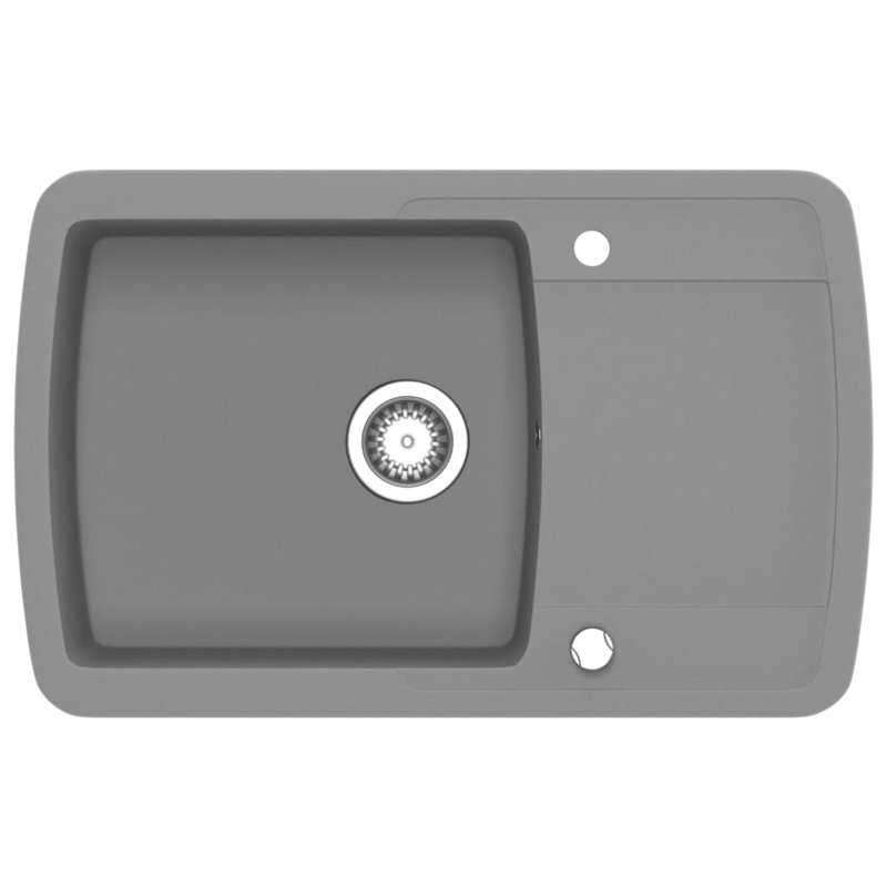 vidaXL Granite Kitchen Sink Single Basin Grey, Gray