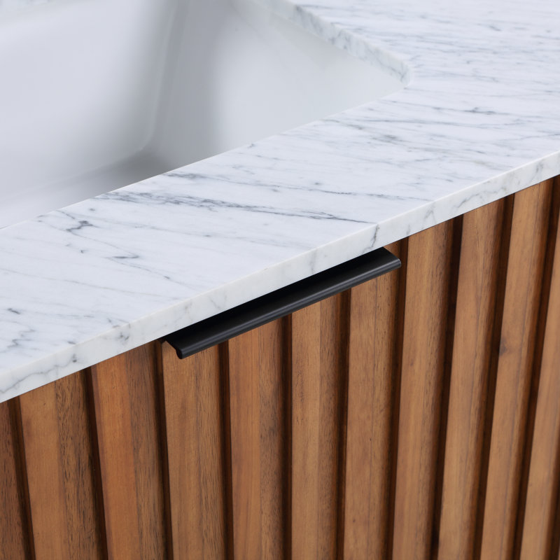 Terra 24'' W Single Vanity, Carrara Marble/Single Faucet Mount, Matte Black