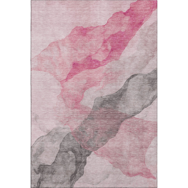 Premium Machine Washable Mayfield AMF2109 Abstract Rug, 8' x 10', Blush