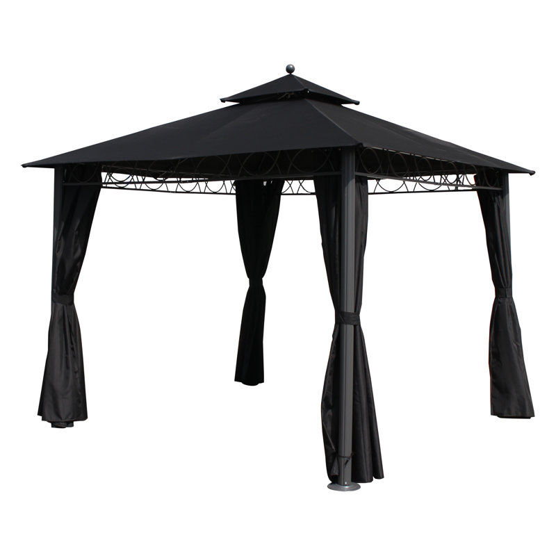 Patson 10 Ft. W x 10 Ft. D Metal Patio Gazebo, Black