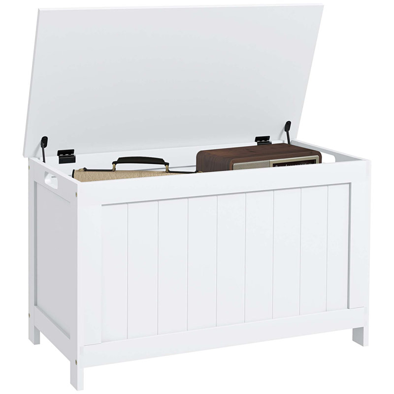 Coffre de rangement 29,9 po avec 2 charnières de sécurité, boîte en bois