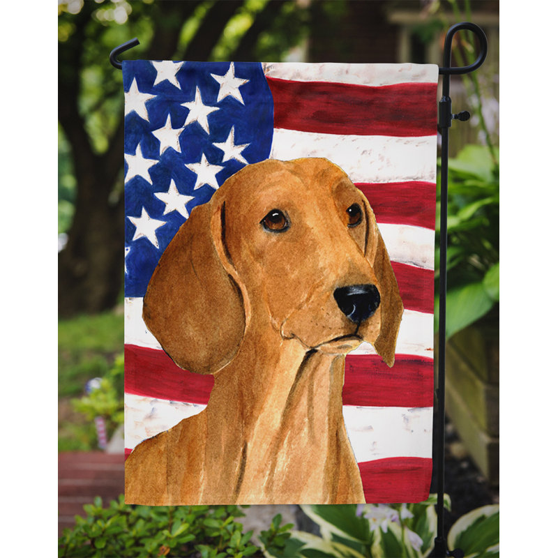 2 côtés en polyester de 2 côtés american drapeau de jardin, Teckel blond