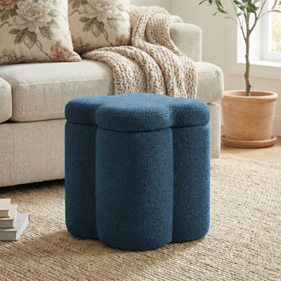 16.9"W Storage Upholstered Chenille Ottoman