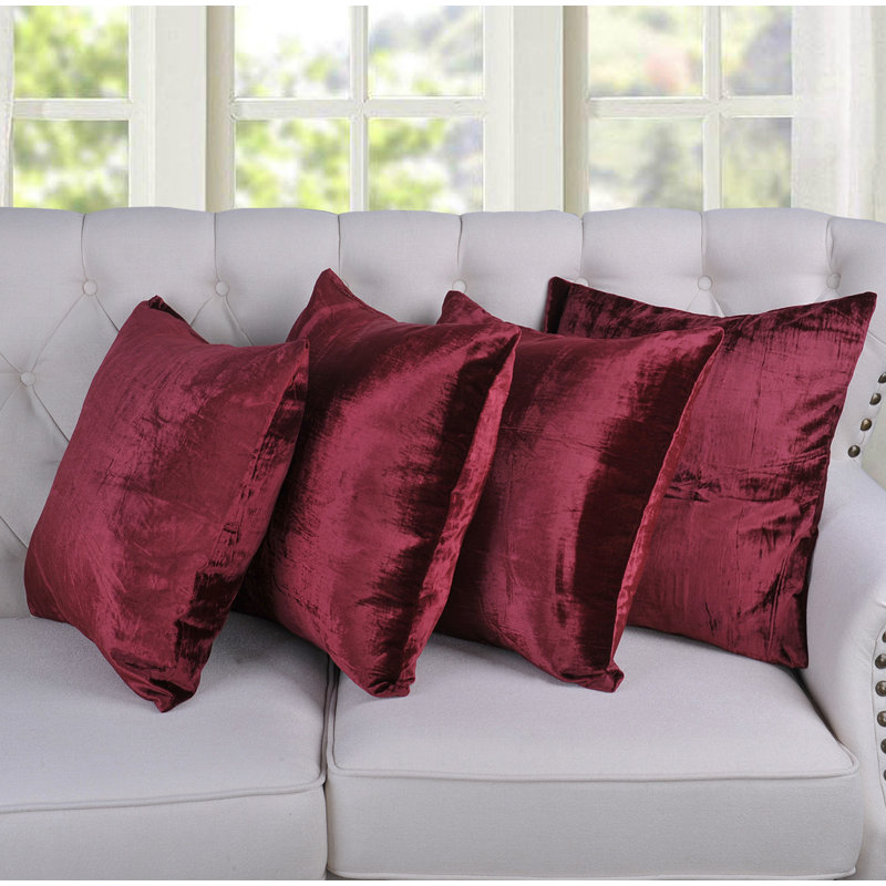 Velvet Square Pillow Cover, Burgundy