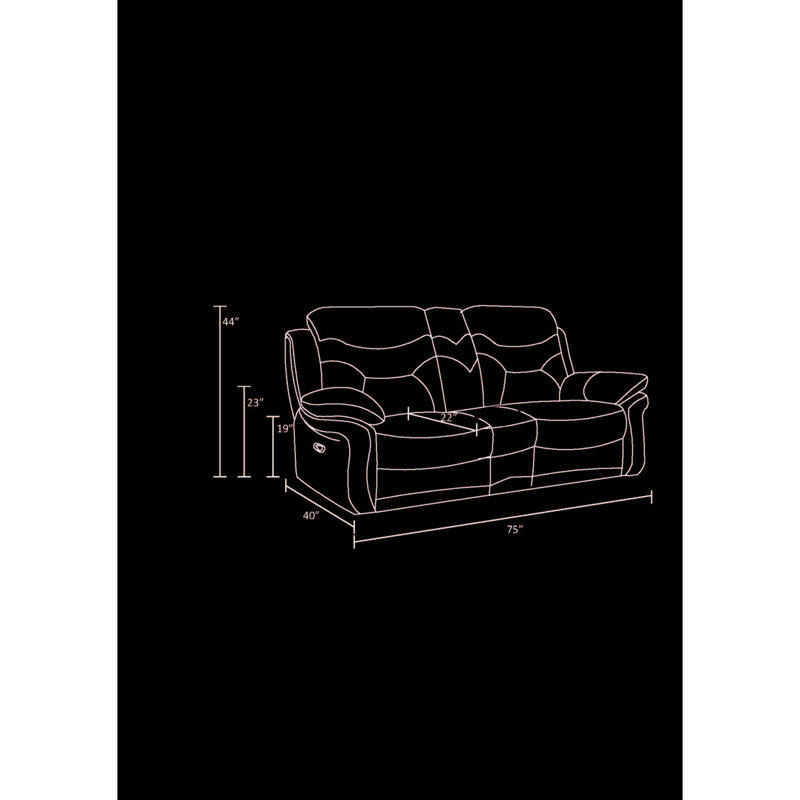 Fauteuil inclinable en cuir rembourré de mousse avec base en acier inoxydable - Console de 82,69 po de profondeur et de hauteur de 26,38 po