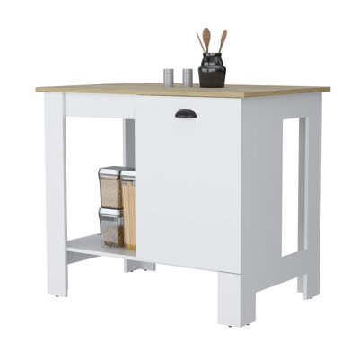 Lander Kitchen Island With Single Door And Lower Open Shelf