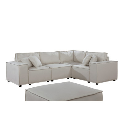 Melrose 99" Modular Sectional Sofa With Ottoman In  Linen