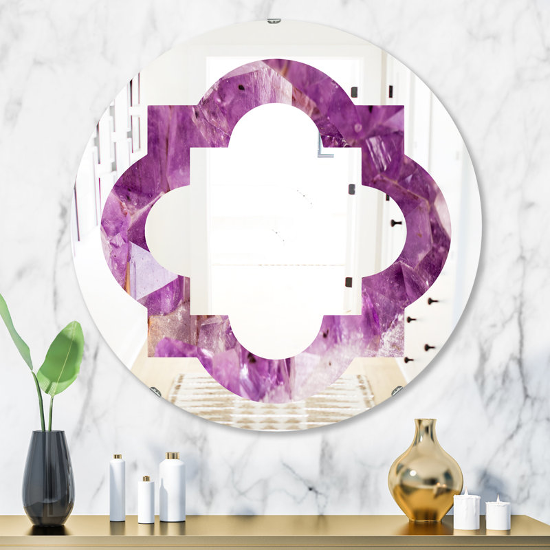 Miroir mural éclectique quadrilobe améthyste, H 31,5 po x l po