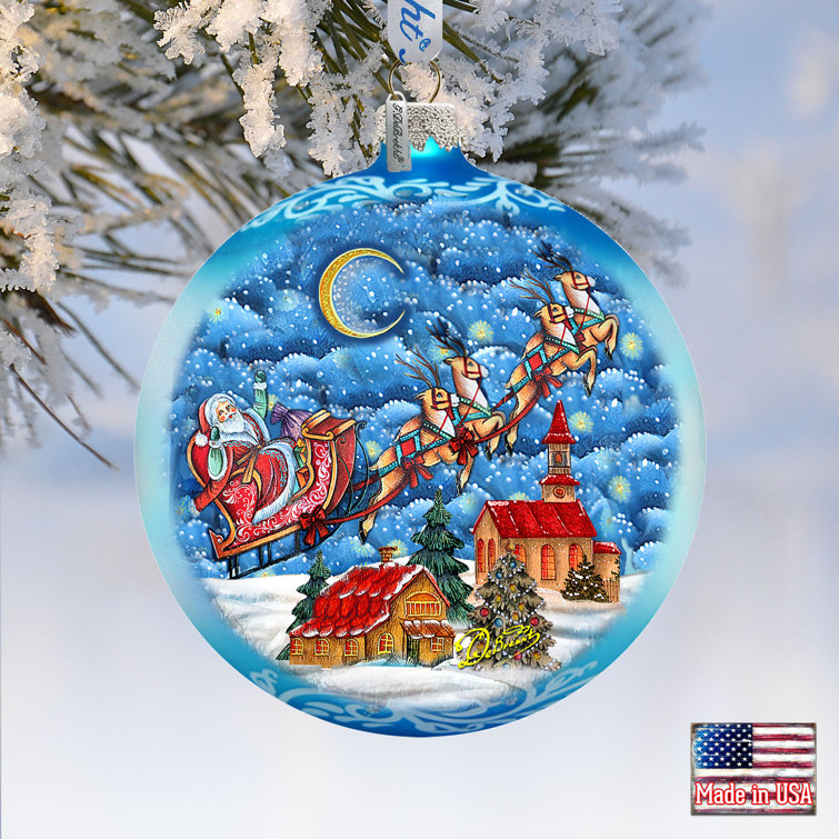 G. Debrekht Sleighing in The Night Skies Limited Edition Glass Ornament