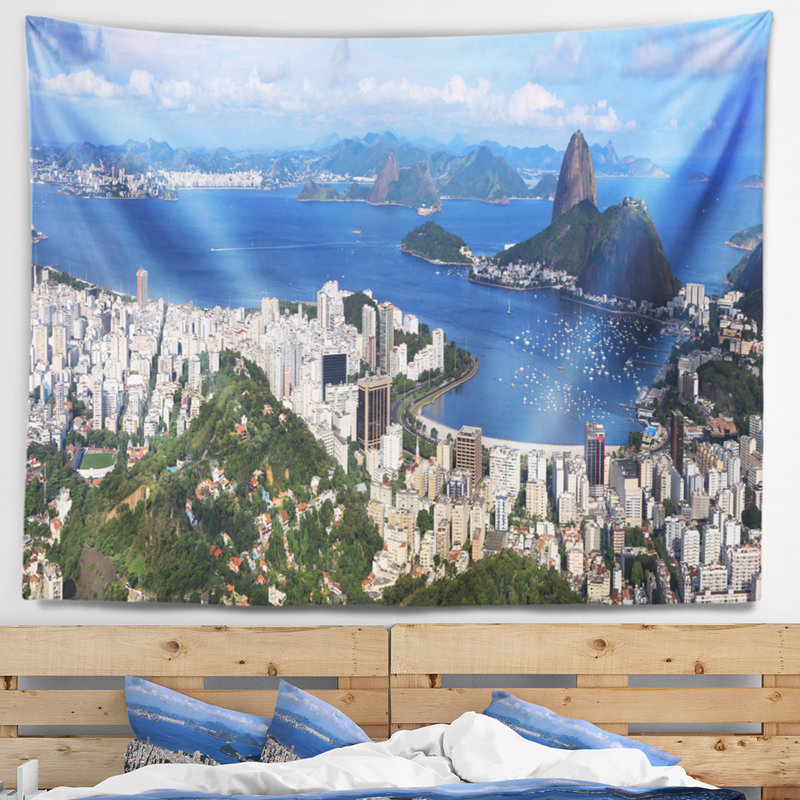Paysage, tapisserie panoramique Rio De Janeiro, H 32 po x l 39 po