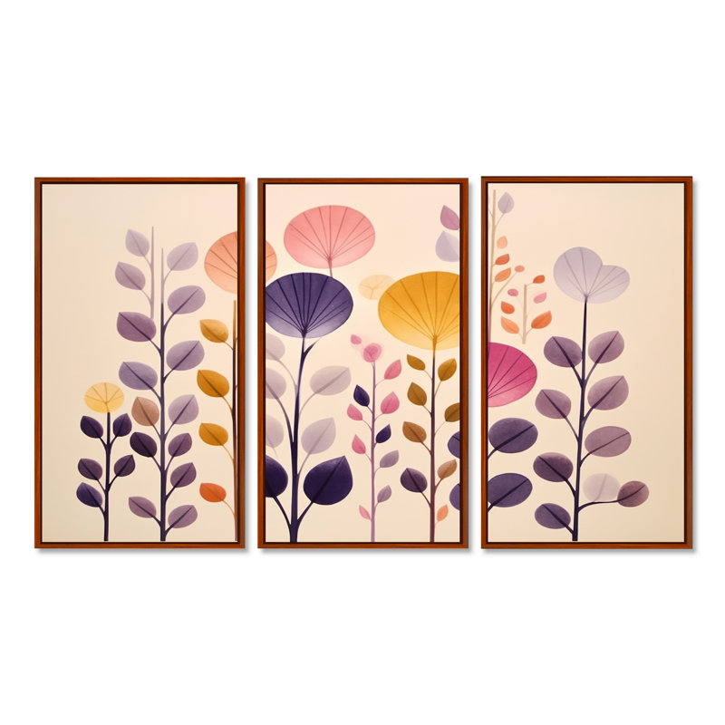 Ensemble de décorations murales Botanicals, H 40 po x l 60 po x P 1 po, Cadre flottant brun