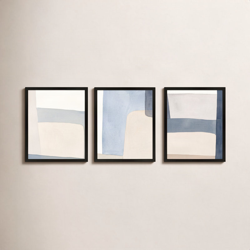 «Grey Hue» par Julia Balfour - ensemble de 3 reproductions encadrées, H 38 po x l 90 po, Papier dans un cadre photo, Brun