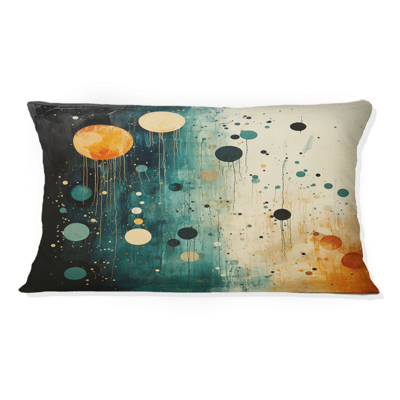 Coussin décoratif bleu sarcelle Mid Century Minimalist Oasis I