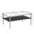 Gray Tempered Glass Coffee Table With Black Legs For Daily Use Modern Style Top And Metal-750027910