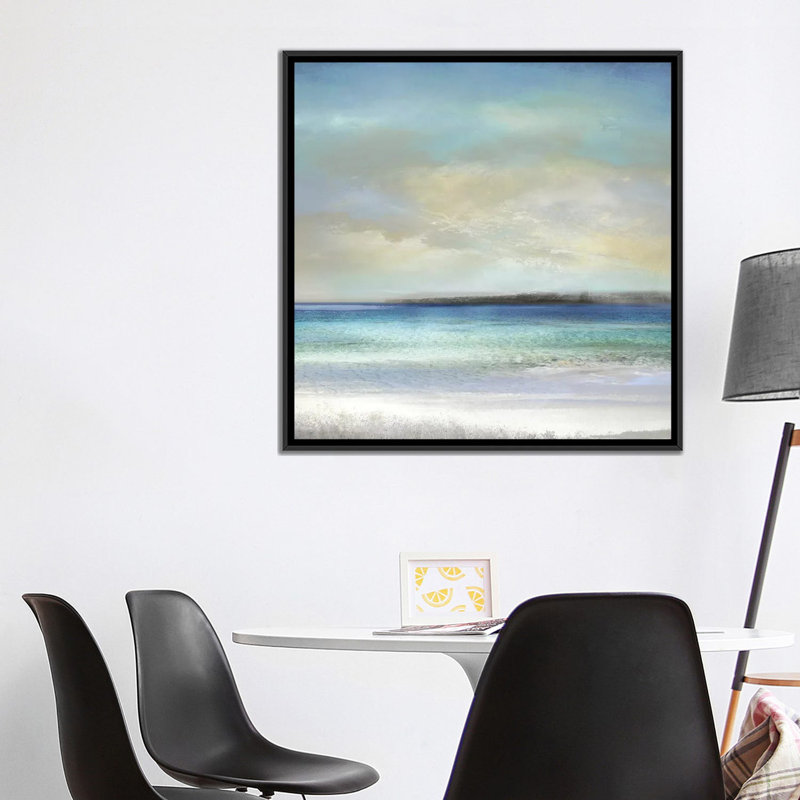 «At The Shore», reproduction sur toile, H 18 po x l 18 po x P 1,5 po, Toile avec cadre noir, Pas de tapis