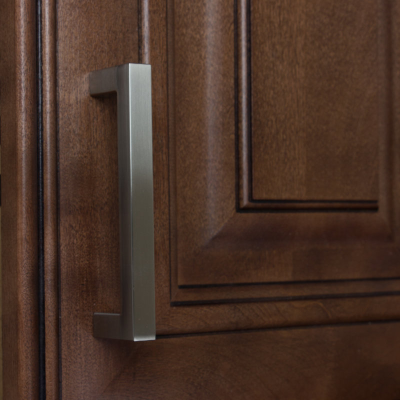 GlideRite Hardware Solid Square Cabinet Bar Pull, Satin Nickel