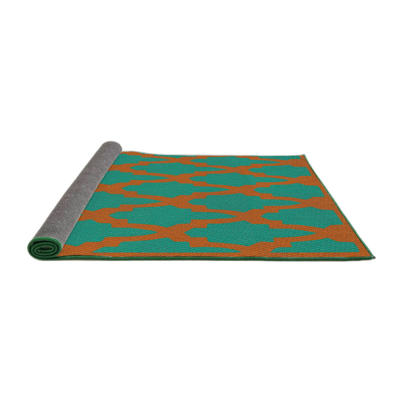 Tapis vert/rouge tissé à la machine, Rond 8 pi