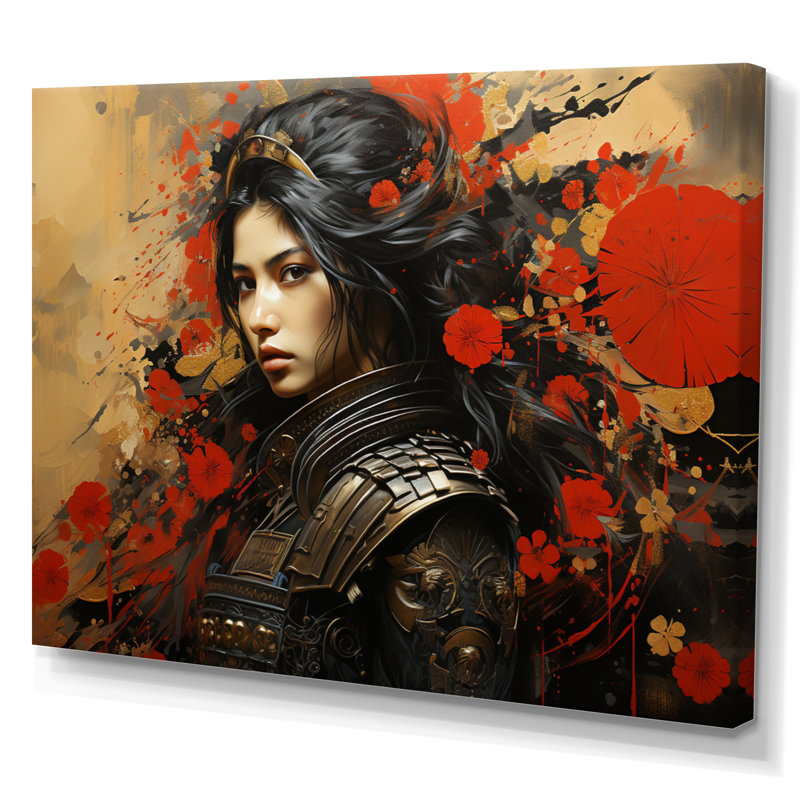Japon Art Silent Samurai Woman II - Japanese Canvas Art Print, H 24 po x l 32 po, Toile tendue