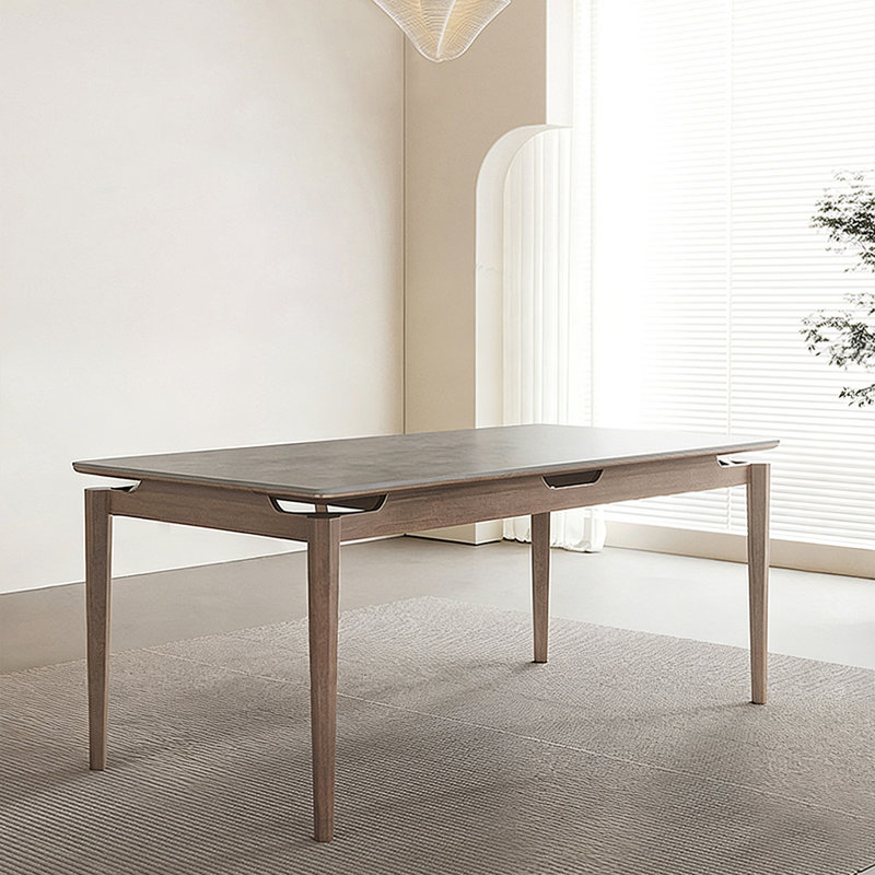 Table de salle à manger rectangulaire moderne en bois massif fritté, H 29,53 po x L 55,12 po x l 31,5 po